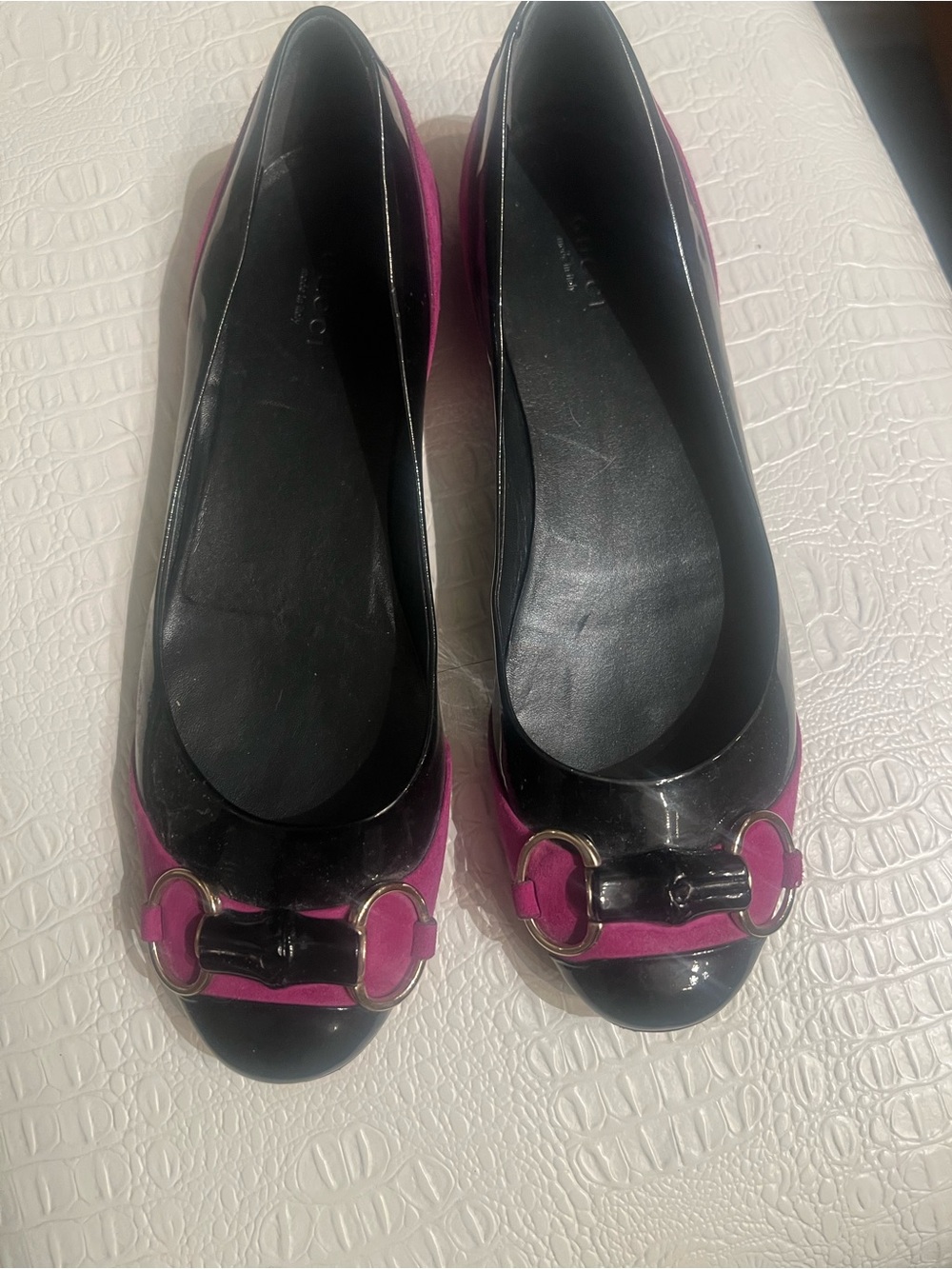 Gucci horsebit black flats size 9B